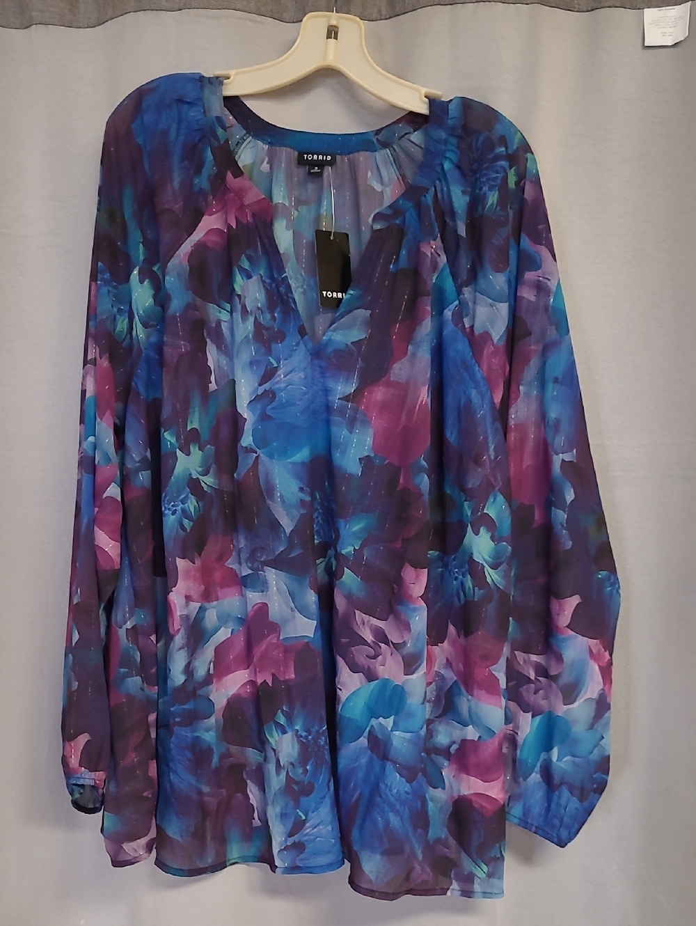 torrid Blue & Purple Multi Floral Chiffon Blouse
